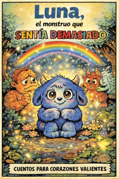 Portada del cuento: Luna, el Monstruo que Sentía Demasiado